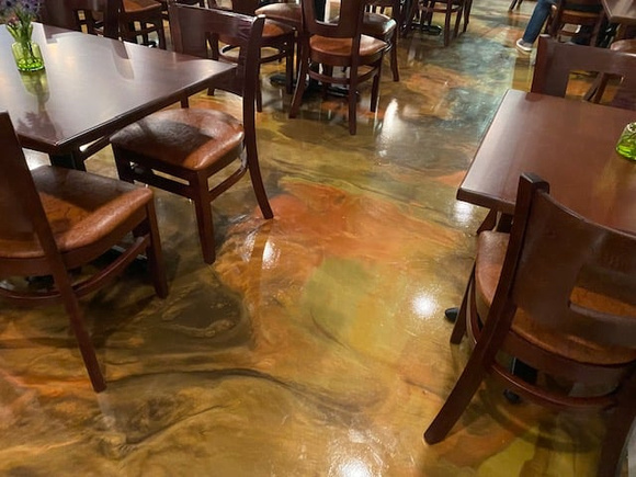 Restaurant Soulivia's Art + Soul reflector by Distingushed Designs Decorative Concrete Coatings and Epoxy Floors  7