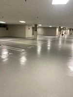 30k sf parking garage HERMETIC™ Stout, moisture barrier ul7, base with full sand broadcast PT4 Uretane top coat by Boston Concrete Artisans 3