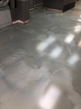 Salon in Royal Oak, MI pt1 reflector charcoal pearl over medium gray base with ausv with agg by ProTech Concrete Coatings @ProTechConcreteServices - 6