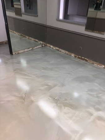 Salon in Royal Oak, MI pt1 reflector charcoal pearl over medium gray base with ausv with agg by ProTech Concrete Coatings @ProTechConcreteServices - 7