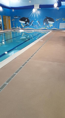Surf Shop Thin-Finish 6K sq ft splatter texture on pool troweled finish on dry side - 5