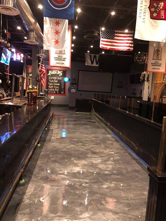 #20 Chief's Pub Reflector - Base coat was E100-PT1F - FAST SET with Black Liquid for E100 Series Epoxy. REFLECTOR coat is Titanium & Gunmetal. Final Coat AUS-V- Gloss with AUS-V Aggregate - Satin by R
