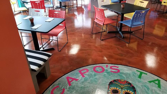 Capo's Tacos @CaposTACOS reflector with aus-v satin by E&B Diamond Crete inc. @decorative.concrete.ar - 4