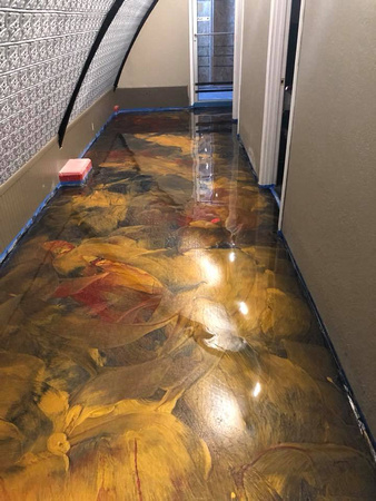 Ricky T's @rickytsbarandgrille in Treasure Island, FL gunmetal with orange gold and russet accents over medium gray base by Unified Flooring Solutions, Inc. - 2