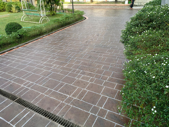 Driveway in Myanmar CPR1000 for stamped overlay with PCC chocolate color and CSS emulsion sealer - 6
