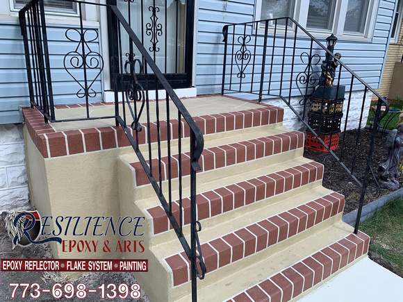 Stairs with brick border thin-finish by Resilience epoxy & arts @resilienceepoxy - 3