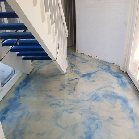 #53 HOP basement charcoal pearl and ecs blue reflector by John Keeling Concrete Overlay and Construction LLC @JohnkeelingLLc - 4