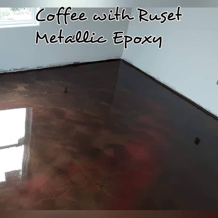 HOP coffee with russet reflector by Texas Epoxy Flooring @RamosAcidStainEpoxyService - 1
