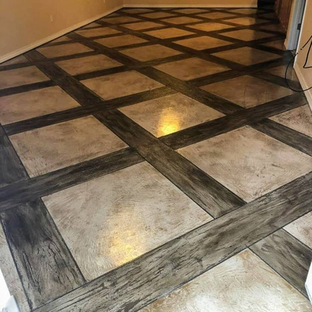 HOP tile and wood border by Jamros Decorative Concrete @jamrosdecorativeconcrete IG-jamrosdecorative - 2
