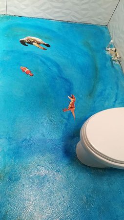 HOP bathroom thin-finish and micro-finish, blue water shark beach by EsConcreto @EsConcreto - 2