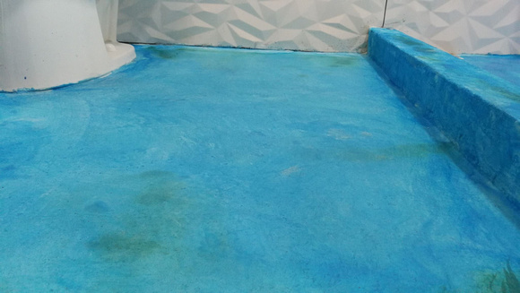 HOP bathroom thin-finish and micro-finish, blue water shark beach by EsConcreto @EsConcreto - 5