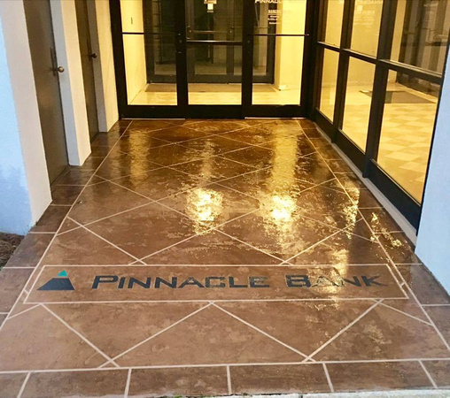 #40 texture-pave overlay and ultra-stone acid stain at Pinnacle Bank by Hopkins Flooring LLC 1