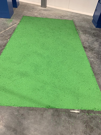 Combo dark green reflector in office and john deere green flake in service bays by Avi Kumar of Meridian Building Services - 8