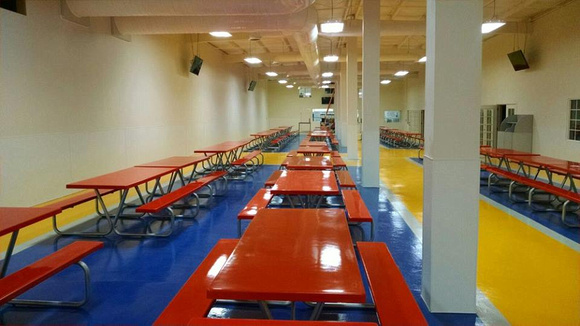 #39 Commercial school cafeteria red blue yellow 1