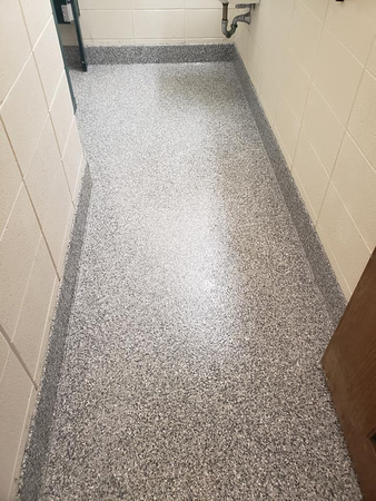 Laconia High School bathroom flake by Dornbrook-Concrete-Coatings @DornbrookConcreteCoatings - 4