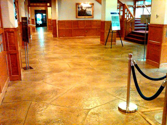 #15 thin stamped and stained stone textured floor at Sugarloaf Mountain ski resort 4