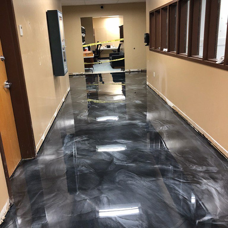 Commercial gunmetal and charcoal pearl reflector with black base by Superior Floor Coatings, LLC