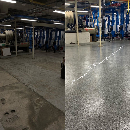 Federal Aviation Admin (FAA) in Oklahoma City full broadcasted flake into PT4 100% solid color, top coat clear 100% solid PT1 sealed with aus-v by Maxwell Enterprise IG-maxwellenterprise - 8