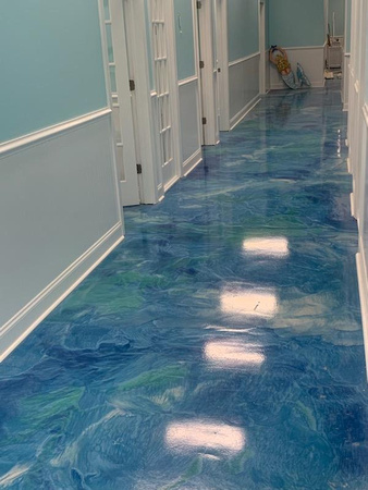 Beach Pros Realty in Virginia Beach blue reflector by Distinguished Designs Decorative Concrete Coatings and Epoxy Floors @ddconcrete.net - 9