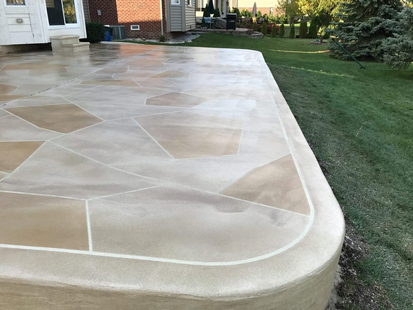 #31 flagstone patio created using THIN-FINISH™ cement overlay system and stained using ULTRA-STONE by ProTech Concrete Coatings 5