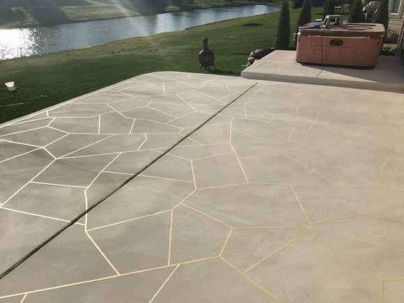 #31 flagstone patio created using THIN-FINISH™ cement overlay system and stained using ULTRA-STONE by ProTech Concrete Coatings 11