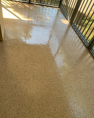 Covered balcony flake in Clearwater, FL by Epoxy Sharks @epoxysharksflooring - 1
