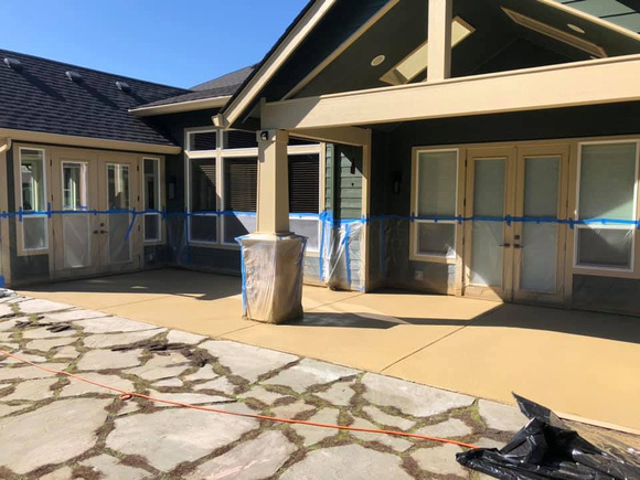 Porch, walkway and patio thin-finish pcc desert beige and dark gray with css by JK Overlays LLC @JKOverlays - 7