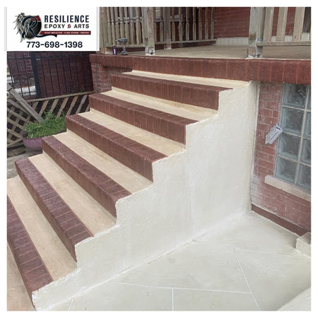 Entryway stairs and wall thin-finish by Resilience epoxy & arts @resilienceepoxy - 1