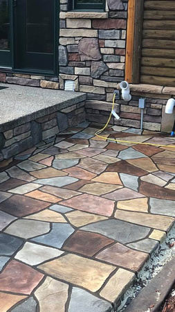Patio thin-finish hand troweled hand stained flagstone by Concrete Dynamics LLC @concretedynamics2016 - 3