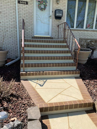 Stairs and sidewalk with brick border by Carlos Moya with Bright Concrete Solutions - 1