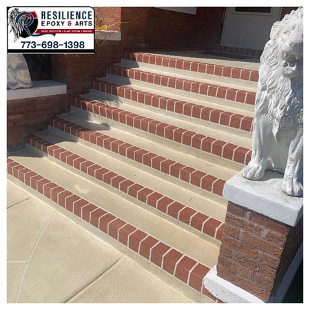 Stairs and sidewalk with brick border thin-finish by Resilience epoxy & arts @resilienceepoxy - 6