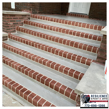 Stairs with brick border thin-finish by Resilience epoxy & arts @resilienceepoxy - 1