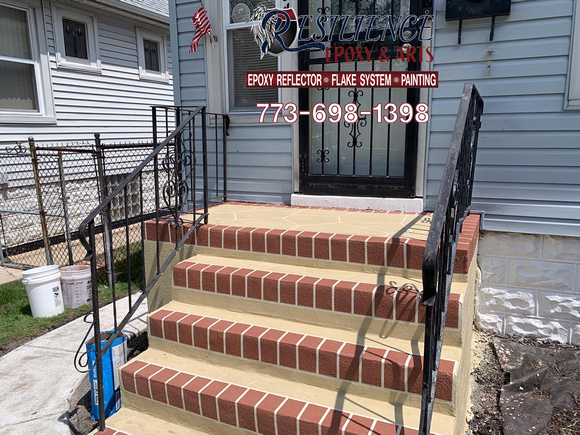 Stairs with brick border thin-finish by Resilience epoxy & arts @resilienceepoxy - 4