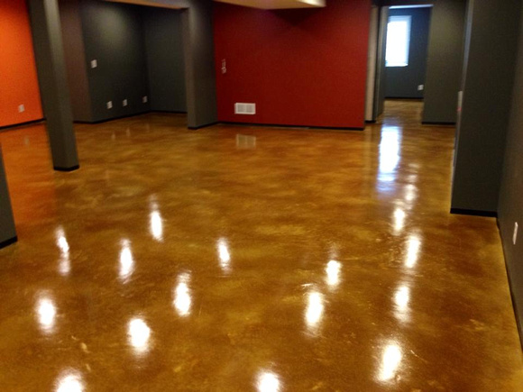 HOP basement hydra-stone stain in leather tan by Unique Crete of Illinois - 1