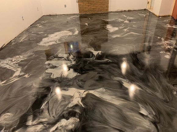 HOP basement in Warwick, NY gunmetal, titanium and charcoal pearl reflector By Hudson Valley Epoxy - 1