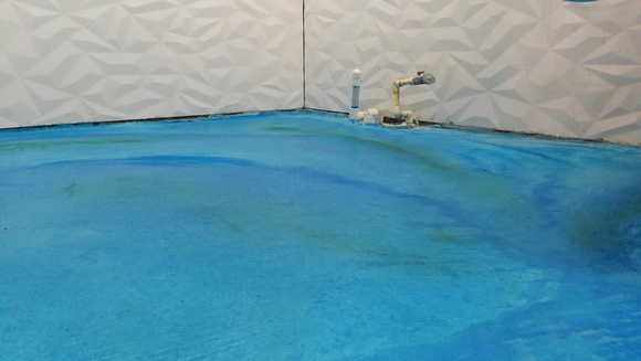 HOP bathroom thin-finish and micro-finish, blue water shark beach by EsConcreto @EsConcreto - 14