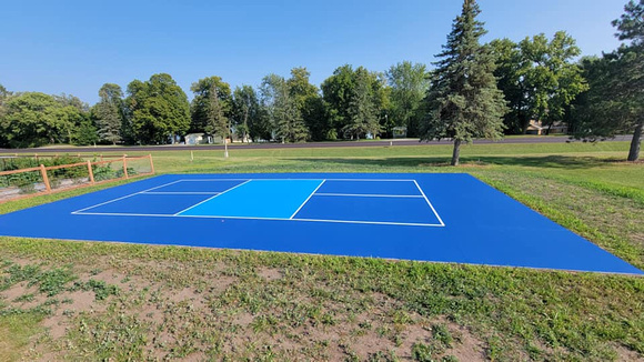 Pickel ball court installed on Ottertail Lake by Custom Concrete Coatings 8