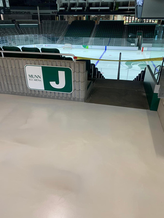 Munn Ice Arena for Michigan State Soartans Hockey REFLECTOR™ Enhancer charcoal pearl over light gray with their logo by Mid-West Coatings, Inc 4