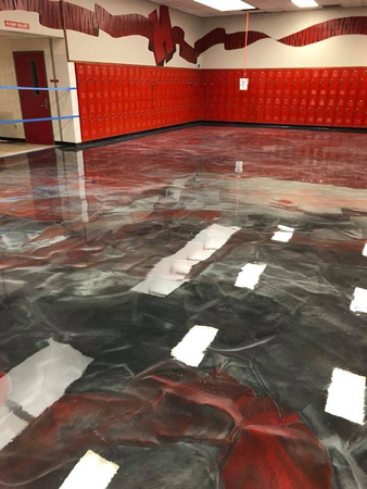 #27 Glen Rose High School red reflector by Custom Concrete Staining - 2