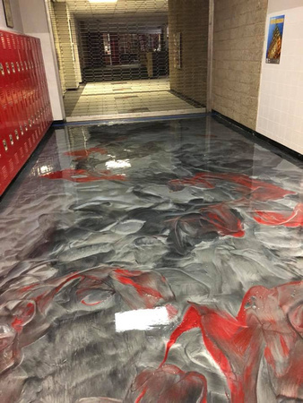 #27 Glen Rose High School red reflector by Custom Concrete Staining - 3