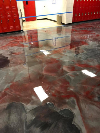 #27 Glen Rose High School red reflector by Custom Concrete Staining - 5