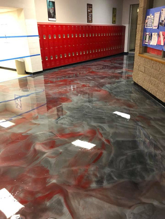 #27 Glen Rose High School red reflector by Custom Concrete Staining - 6