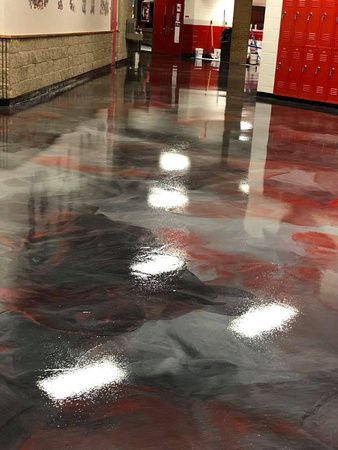 #27 Glen Rose High School red reflector by Custom Concrete Staining - 7