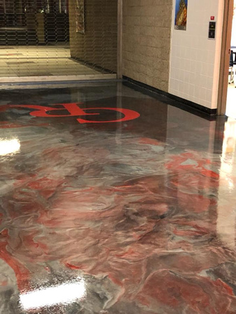 #27 Glen Rose High School red reflector by Custom Concrete Staining - 8