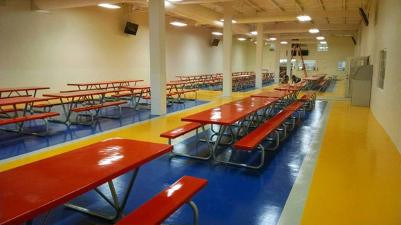 #39 Commercial school cafeteria red blue yellow 2