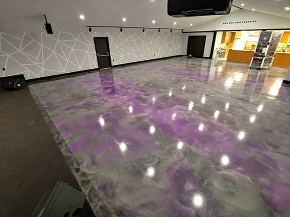 Haskell First Assembly of God Church in OK, purple reflector by Accurate Concrete Coatings @accuratecoatings - 3