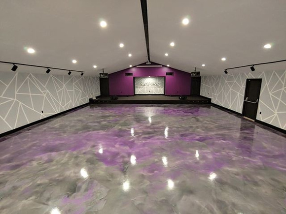 Haskell First Assembly of God Church in OK, purple reflector by Accurate Concrete Coatings @accuratecoatings - 5