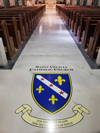 St. Cecilia Parish Stl @stceciliaparish reflector with vinyl logos - 1