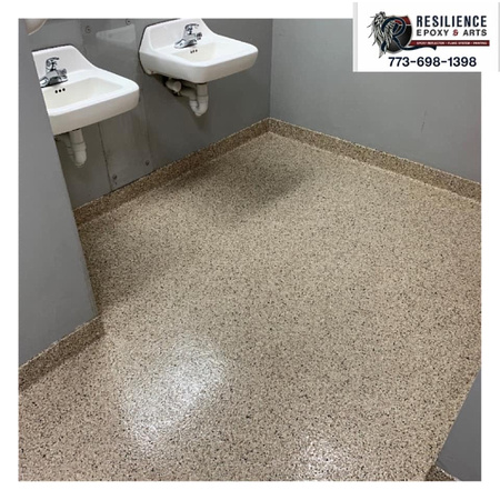 Frito-Lay in Indiana bathroom flake by Resilience epoxy & arts @resilienceepoxy - 3