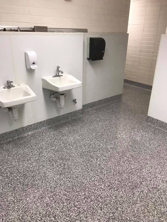 High School bathroom in OR flake by Jim White Flooring @jimwhiteflooring - 2